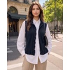 image:imageMANGOPOP Womens Vest Tops for Women Ruffle Button Down Sleeveless SweaterBlue