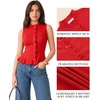 image:imageMANGOPOP Womens Vest Tops for Women Ruffle Button Down Sleeveless SweaterRed