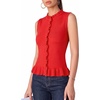 image:imageMANGOPOP Womens Vest Tops for Women Ruffle Button Down Sleeveless SweaterRed