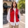 image:imageMANGOPOP Womens Vest Tops for Women Ruffle Button Down Sleeveless SweaterRed