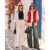 image:imageMANGOPOP Womens Vest Tops for Women Ruffle Button Down Sleeveless SweaterRed