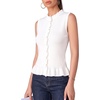image:imageMANGOPOP Womens Vest Tops for Women Ruffle Button Down Sleeveless SweaterWhite