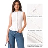 image:imageMANGOPOP Womens Vest Tops for Women Ruffle Button Down Sleeveless SweaterWhite