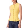 image:imageMANGOPOP Womens Vest Tops for Women Ruffle Button Down Sleeveless SweaterYellow