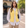 image:imageMANGOPOP Womens Vest Tops for Women Ruffle Button Down Sleeveless SweaterYellow