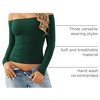 image:imageMANGOPOP Off The Shoulder Tops for Women Sexy Long Sleeve T Shirt SlimB3long Sleeve Deep Green