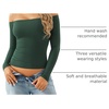image:imageMANGOPOP Off The Shoulder Tops for Women Sexy Long Sleeve T Shirt SlimB6long Sleeve Gray Green