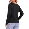 image:imageMANGOPOP Womens Cowl Neck Top Long Sleeve Shirts Regular Fit T ShirtsBlack