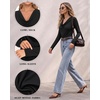 image:imageMANGOPOP Womens Cowl Neck Top Long Sleeve Shirts Regular Fit T ShirtsBlack