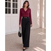 image:imageMANGOPOP Womens Cowl Neck Top Long Sleeve Shirts Regular Fit T ShirtsBurgundy