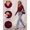 image:imageMANGOPOP Womens Cowl Neck Top Long Sleeve Shirts Regular Fit T ShirtsBurgundy
