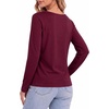 image:imageMANGOPOP Womens Cowl Neck Top Long Sleeve Shirts Regular Fit T ShirtsBurgundy