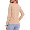 image:imageMANGOPOP Womens Cowl Neck Top Long Sleeve Shirts Regular Fit T ShirtsNude