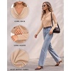image:imageMANGOPOP Womens Cowl Neck Top Long Sleeve Shirts Regular Fit T ShirtsNude
