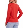 image:imageMANGOPOP Womens Cowl Neck Top Long Sleeve Shirts Regular Fit T ShirtsRed