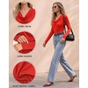 image:imageMANGOPOP Womens Cowl Neck Top Long Sleeve Shirts Regular Fit T ShirtsRed