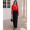 image:imageMANGOPOP Womens Cowl Neck Top Long Sleeve Shirts Regular Fit T ShirtsRed