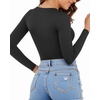 image:imageMANGOPOP Womens Scoop Neck Long Sleeve Shirts for Women Double Lined Tops Fall Outfits for Women 202501 Black