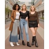 image:imageMANGOPOP Womens Scoop Neck Long Sleeve Shirts for Women Double Lined Tops Fall Outfits for Women 202501 Black