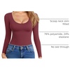 image:imageMANGOPOP Womens Scoop Neck Long Sleeve Shirts for Women Double Lined Tops Fall Outfits for Women 2025Burgundy