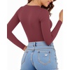 image:imageMANGOPOP Womens Scoop Neck Long Sleeve Shirts for Women Double Lined Tops Fall Outfits for Women 2025Burgundy