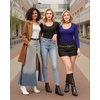 image:imageMANGOPOP Womens Scoop Neck Long Sleeve Shirts for Women Double Lined Tops Fall Outfits for Women 2025Deep Blue