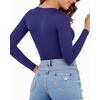 image:imageMANGOPOP Womens Scoop Neck Long Sleeve Shirts for Women Double Lined Tops Fall Outfits for Women 2025Deep Blue