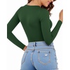 image:imageMANGOPOP Womens Scoop Neck Long Sleeve Shirts for Women Double Lined Tops Fall Outfits for Women 2025Deep Green