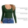 image:imageMANGOPOP Womens Scoop Neck Long Sleeve Shirts for Women Double Lined Tops Fall Outfits for Women 2025Deep Green