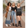 image:imageMANGOPOP Womens Scoop Neck Long Sleeve Shirts for Women Double Lined Tops Fall Outfits for Women 2025Deep Grey