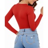 image:imageMANGOPOP Womens Scoop Neck Long Sleeve Shirts for Women Double Lined Tops Fall Outfits for Women 2025Red