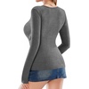 image:imageMANGOPOP Womens Sexy Deep V Neck Tops Long Sleeve Wrap Slim Fit T ShirtsDark Heather Grey
