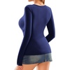 image:imageMANGOPOP Womens Sexy Deep V Neck Tops Long Sleeve Wrap Slim Fit T ShirtsDeep Blue