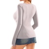 image:imageMANGOPOP Womens Sexy Deep V Neck Tops Long Sleeve Wrap Slim Fit T ShirtsLight Grey