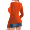 image:imageMANGOPOP Womens Sexy Deep V Neck Tops Long Sleeve Wrap Slim Fit T ShirtsOrange