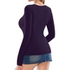 image:imageMANGOPOP Womens Sexy Deep V Neck Tops Long Sleeve Wrap Slim Fit T ShirtsPurple