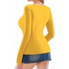 image:imageMANGOPOP Womens Sexy Deep V Neck Tops Long Sleeve Wrap Slim Fit T ShirtsYellow