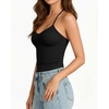 image:imageMANGOPOP Women Halter Tank Top Double Lined Adjustable Spaghetti Strap CamiBlack
