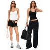 image:imageMANGOPOP Women Halter Tank Top Double Lined Adjustable Spaghetti Strap CamiBlack