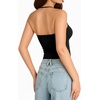 image:imageMANGOPOP Women Halter Tank Top Double Lined Adjustable Spaghetti Strap CamiBlack