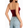 image:imageMANGOPOP Women Halter Tank Top Double Lined Adjustable Spaghetti Strap CamiBurgundy