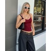 image:imageMANGOPOP Women Halter Tank Top Double Lined Adjustable Spaghetti Strap CamiBurgundy