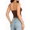 image:imageMANGOPOP Women Halter Tank Top Double Lined Adjustable Spaghetti Strap CamiCoffee