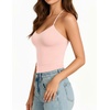 image:imageMANGOPOP Women Halter Tank Top Double Lined Adjustable Spaghetti Strap CamiRose Quartz
