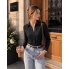 image:imageMANGOPOP Womens Blouse Button Down Long Sleeve Bodysuit Collared Shirt01 Black