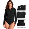 image:imageMANGOPOP Womens Blouse Button Down Long Sleeve Bodysuit Collared Shirt01 Black