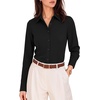 image:imageMANGOPOP Womens Blouse Button Down Long Sleeve Bodysuit Collared Shirt01 Black