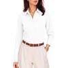 image:imageMANGOPOP Womens Blouse Button Down Long Sleeve Bodysuit Collared Shirt02 White