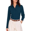 image:imageMANGOPOP Womens Blouse Button Down Long Sleeve Bodysuit Collared ShirtDeep Blue