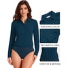 image:imageMANGOPOP Womens Blouse Button Down Long Sleeve Bodysuit Collared ShirtDeep Blue